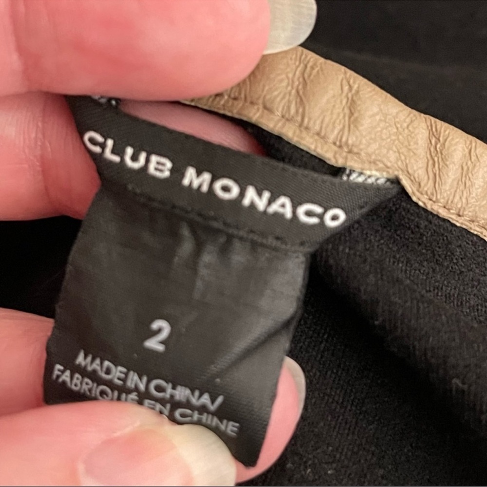 Club Monaco black dress with 100% sheep leather tan details. - Picture 10 of 10